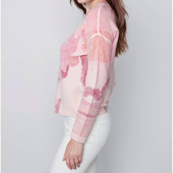 NEW CHARLIE B reversible printed sweater in orchid - Picture 3 of 7